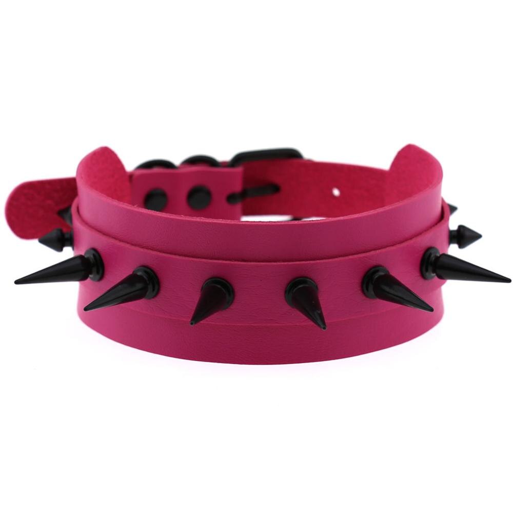 DIEZI Vintage Punk Gothic Harajuku Cosplay Black PU Leather Choker Necklace For Women Men Rivet Statement Necklaces Jewelry