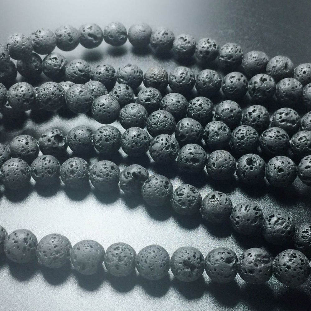 DIY Black Volcanic Lava Beads Lava Round Volcanic Stone Wholesale Natural Stone Beads Jewelry Making Necklace Bracelet 8-10mm