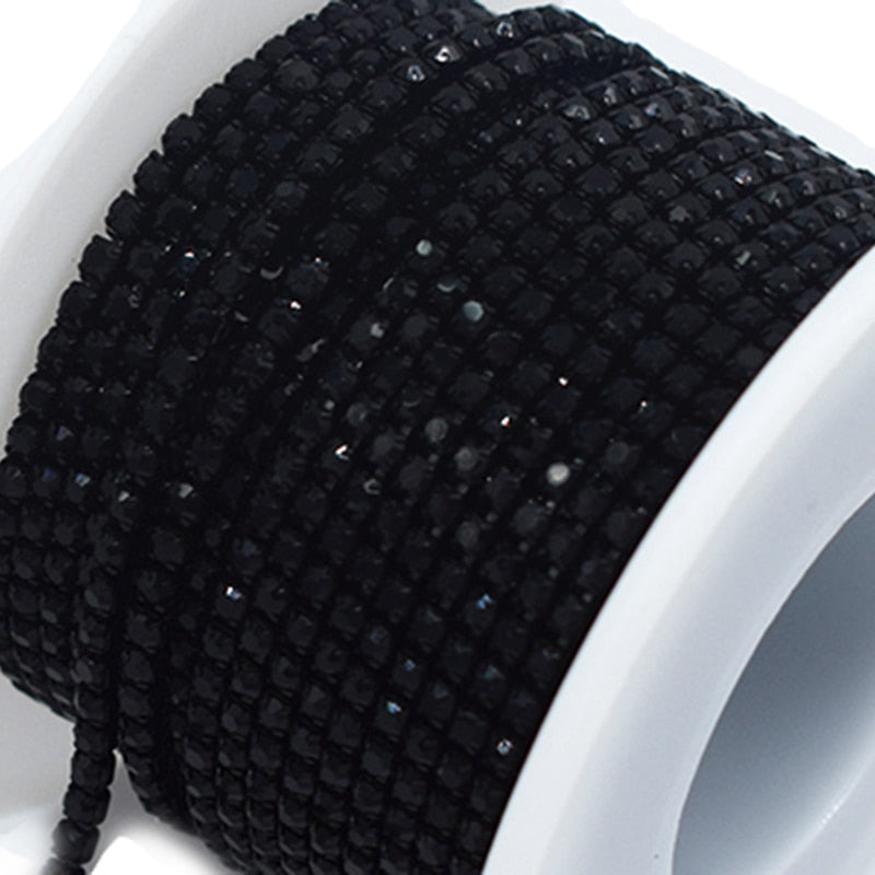 DIY Decoration 5 Yards/Pack Top Crystal Rhinestones Black Sewing On Flat Back Cup-Chain With Metal Bottom