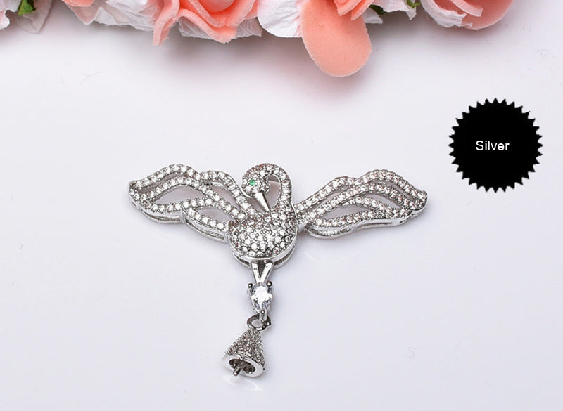 DIY Jewelry Accessories Pearl necklace Bracelets accessories swan micro inlaid Zircon