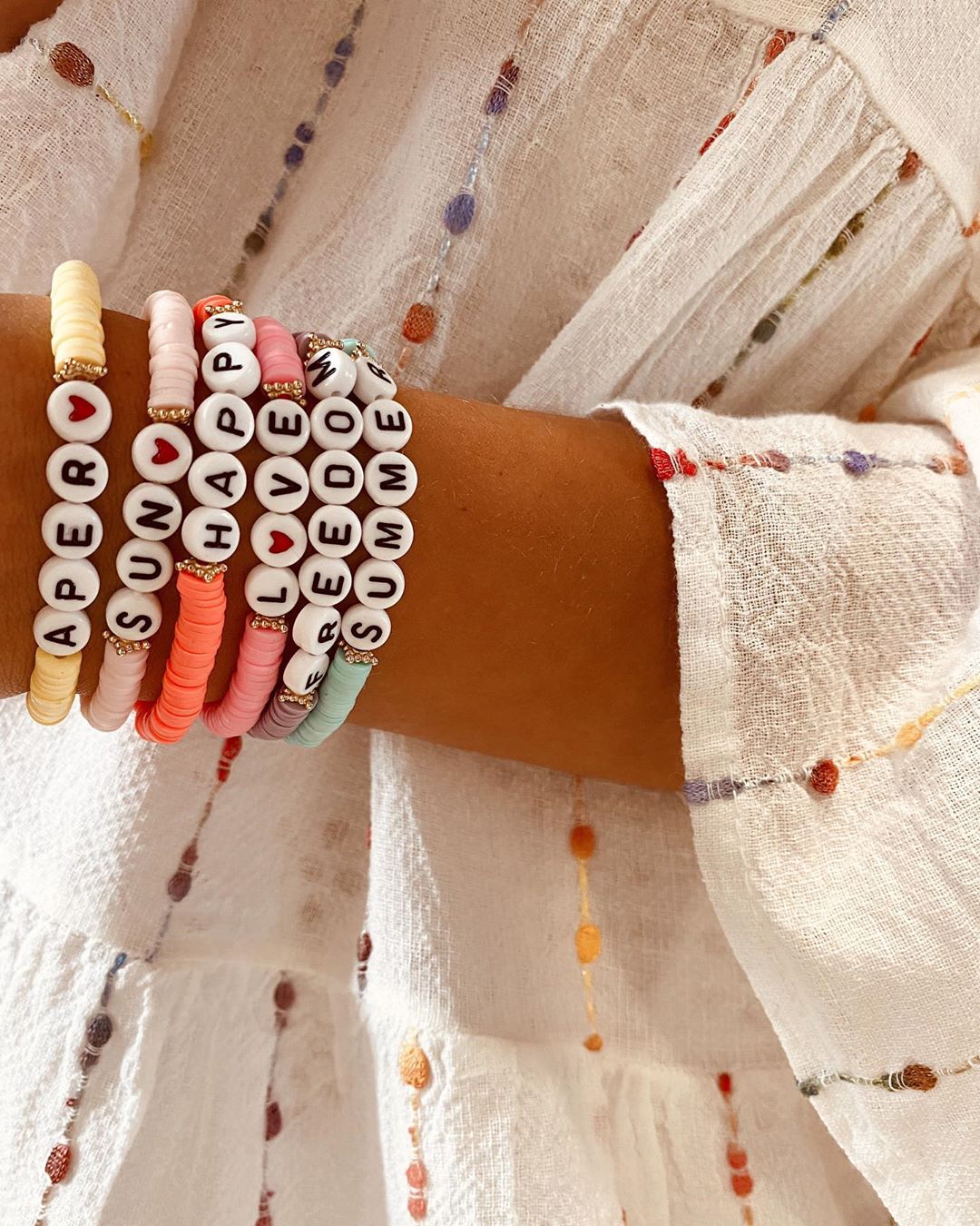 DIY Letter Polymer Clay Bracelet for Women   Handmade  Beads Charm Bracelet  Femme Jewelry