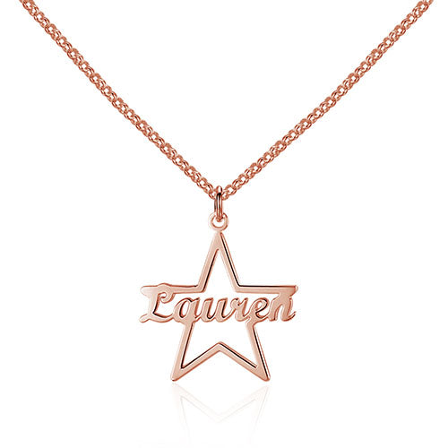 DIY Name Necklace Personalized 925 Sterling Silver Star Pendant Necklace Tiny Custom Made Jewelry with Any Name (NE101574)