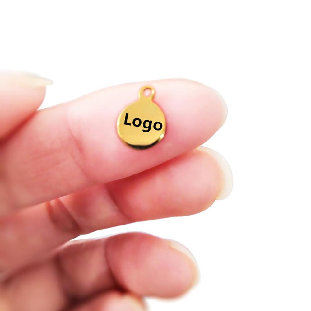 DIY accessories round pendant tag 50pcs/lot stainless steel engraved word photo logo 8mm 10mm 12mm