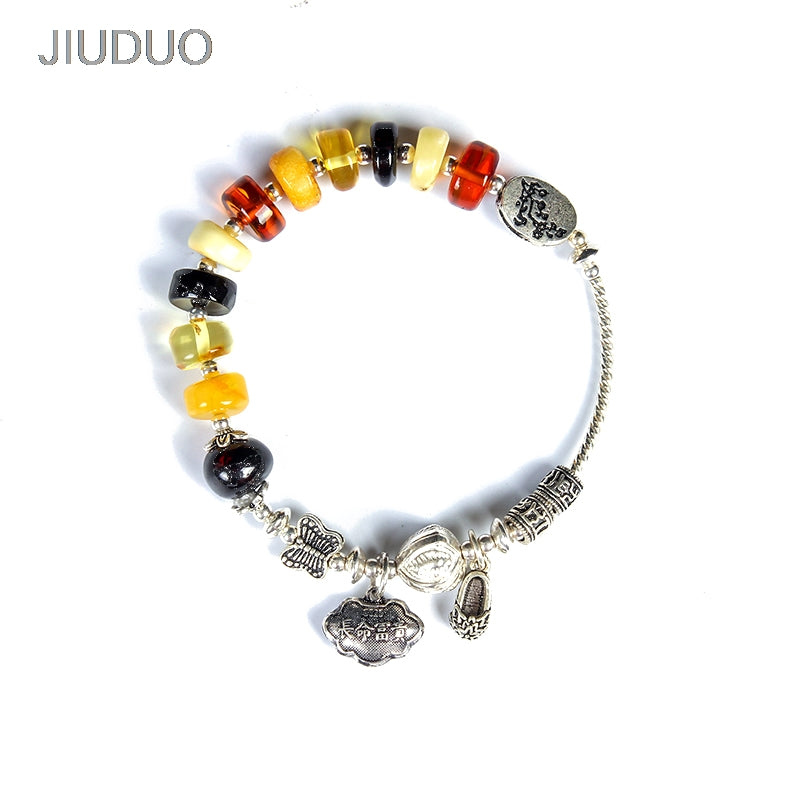 DIY bracelet Natural Quality Blood Perf Amber Tianhe Stone Thailand 925 Sterling Silver Accessories Bracelet Retro