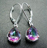 Pear Cut 8*10mm Fire Rainbow Mystic Topaz Drop Earrings Solid 925 Sterling Silver Women Vintage Fashion Fine Jewelry