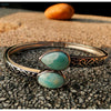 Real Larimar Bangle 100% 925 Sterling Silver Bangle Valentine's D Present Bohemian Style Ocean Feeling Jewelry for Women
