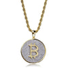 DNSCHIC  Bling Bitcoin Pendant with Micro Inlaid Zircon Hip Hop Pendant Necklace for Men Women Rapper Hip Hop Jewelry Gift