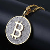 DNSCHIC  Bling Bitcoin Pendant with Micro Inlaid Zircon Hip Hop Pendant Necklace for Men Women Rapper Hip Hop Jewelry Gift