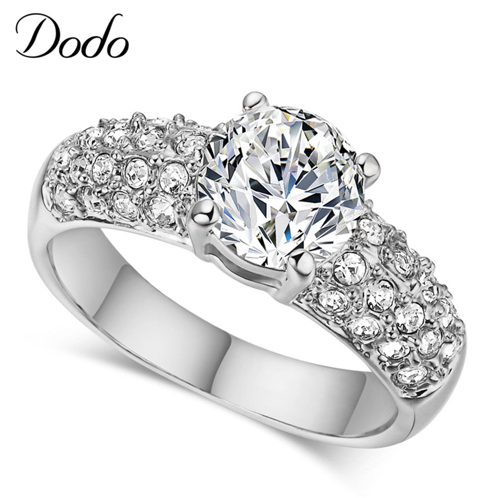 DODO 585 White Gold Color Rings Women Wedding Aneis Accessories Bijoux Crystal Jewelry Anel Engagement Bague Anillos Gift DR24