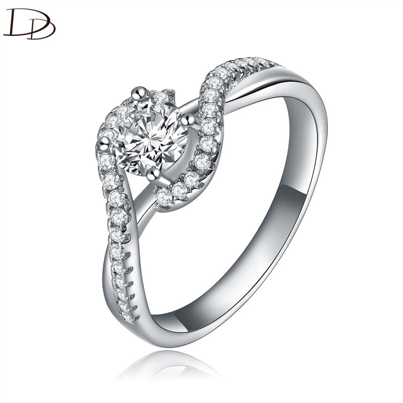 DODO 925 Sterling Silver Wedding Rings For Women Vintage AAA Zircon Cross Design Princess Chic Anillos Bijoux Femme Gifts DD088