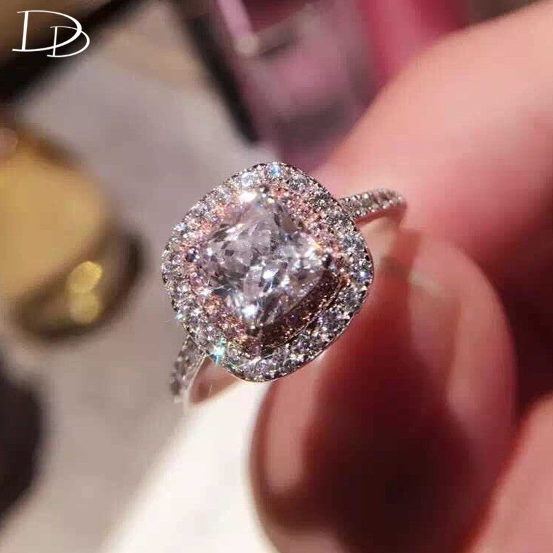 DODO Gorgeous 8mm Square Stone Rings For Women Shining Pink AAA Zircon Wedding Rings Fashion Jewelry Anillos Dropshipping JZ070