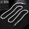 DOTEFFIL 925 Sterling Silver 16/18/20/22/24 Inch 4mm Twisted Rope Chain Necklace For Women Man  Wedding Charm Jewelry