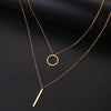 DOTIFI For Women Double Round Geometric Pendant Necklace Stainless Steel Gold and Silver Color Jewelry Gift