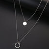 DOTIFI For Women Double Round Geometric Pendant Necklace Stainless Steel Gold and Silver Color Jewelry Gift