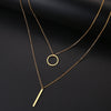 DOTIFI For Women Double Round Geometric Pendant Necklace Stainless Steel Gold and Silver Color Jewelry Gift