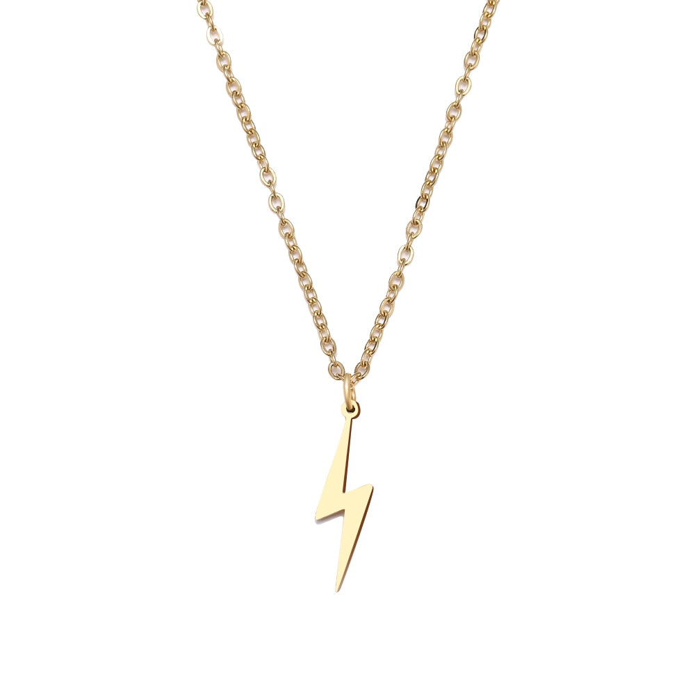 DOTIFI Stainless Steel Lightning Necklace Pendant Necklace Gold and Silver Color For Women Jewelry Necklace
