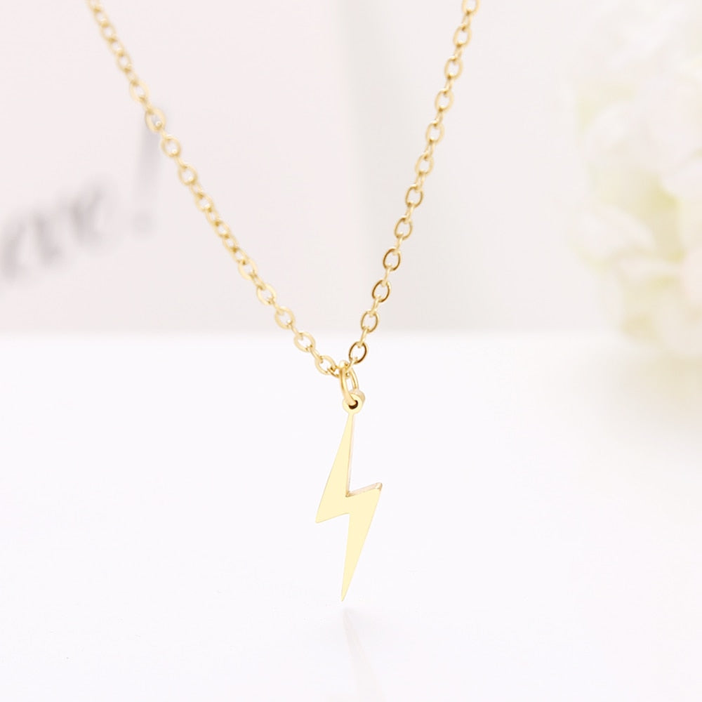 DOTIFI Stainless Steel Lightning Necklace Pendant Necklace Gold and Silver Color For Women Jewelry Necklace