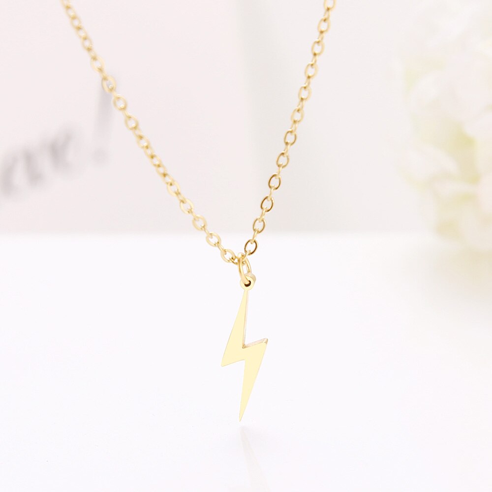 DOTIFI Stainless Steel Lightning Necklace Pendant Necklace Gold and Silver Color For Women Jewelry Necklace