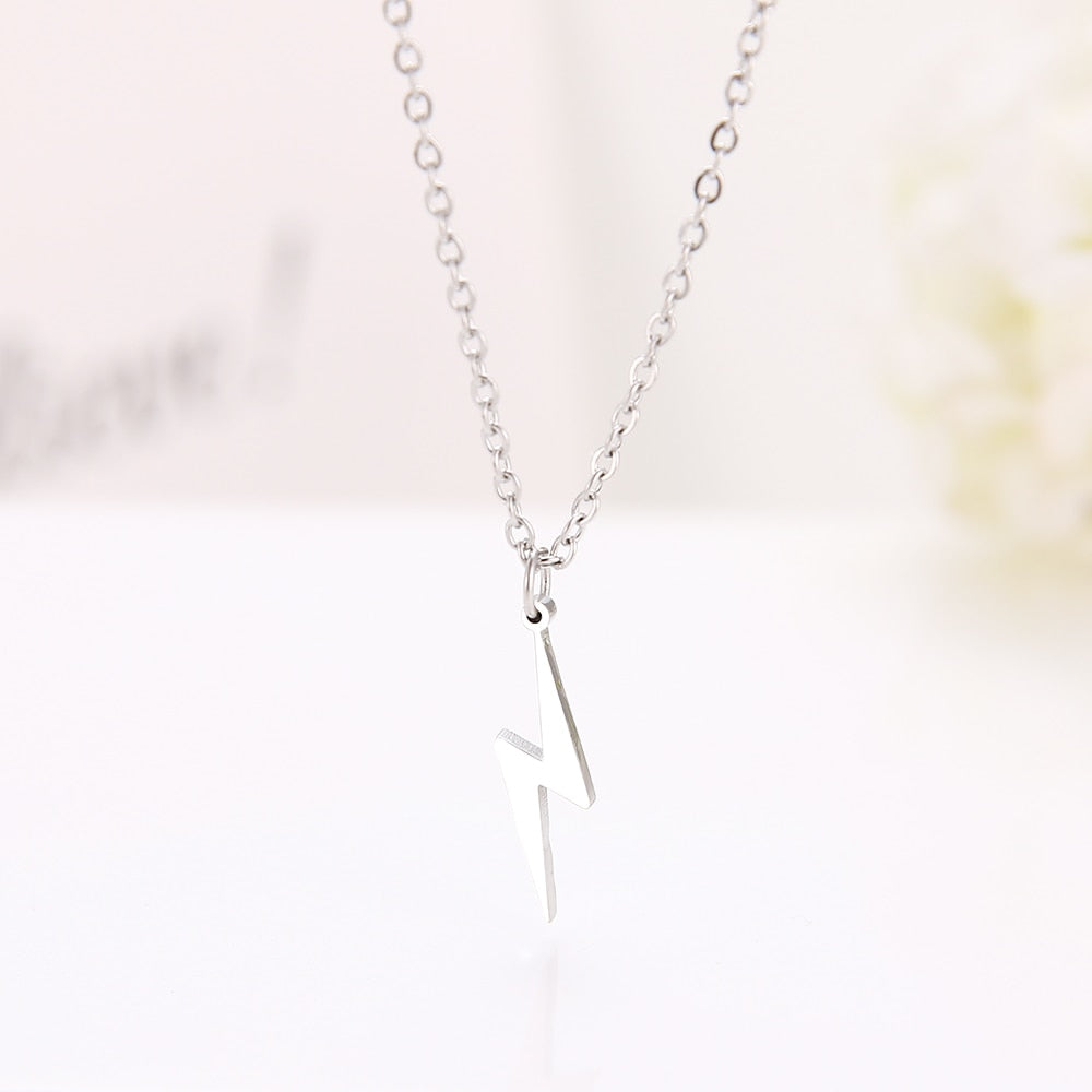 DOTIFI Stainless Steel Lightning Necklace Pendant Necklace Gold and Silver Color For Women Jewelry Necklace