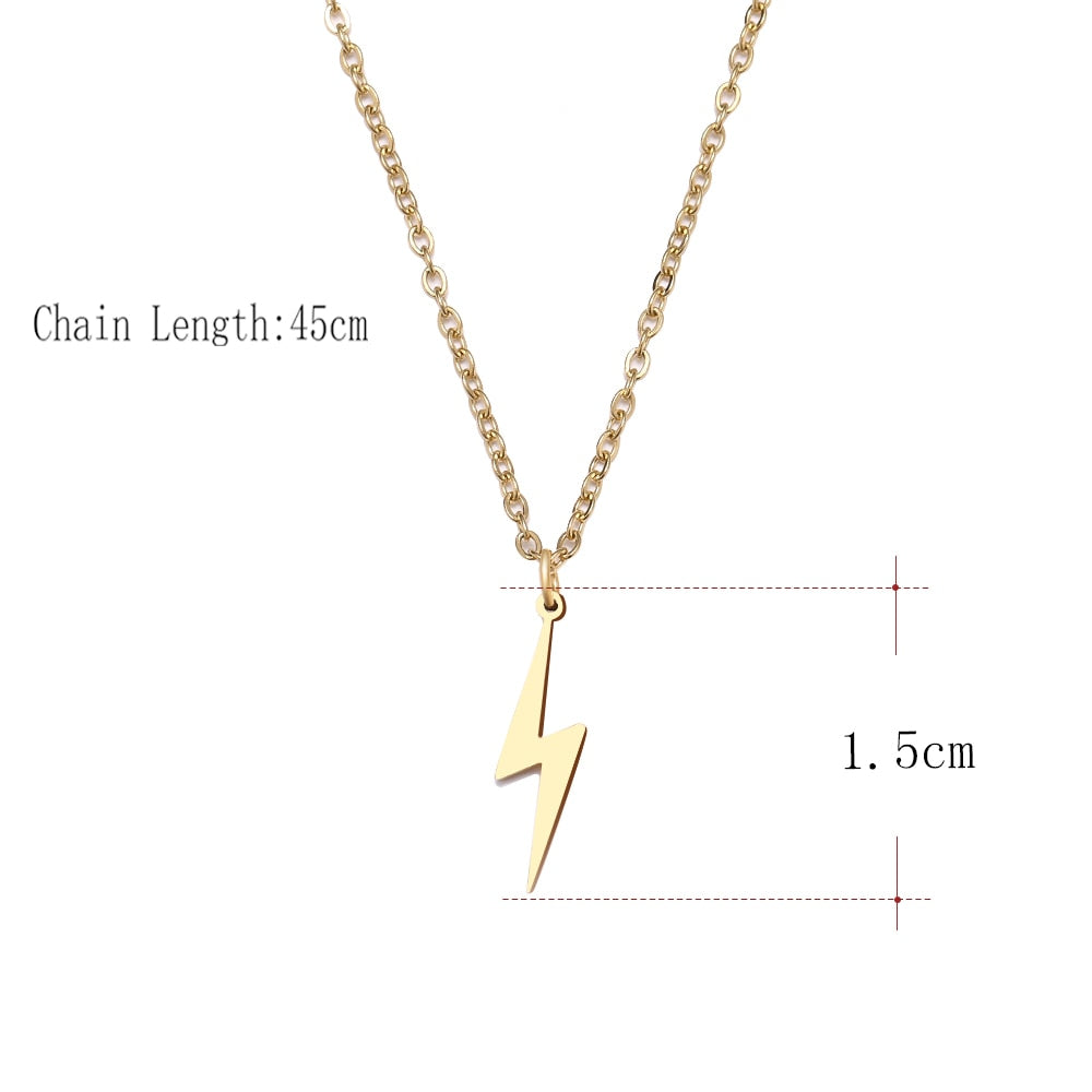 DOTIFI Stainless Steel Lightning Necklace Pendant Necklace Gold and Silver Color For Women Jewelry Necklace