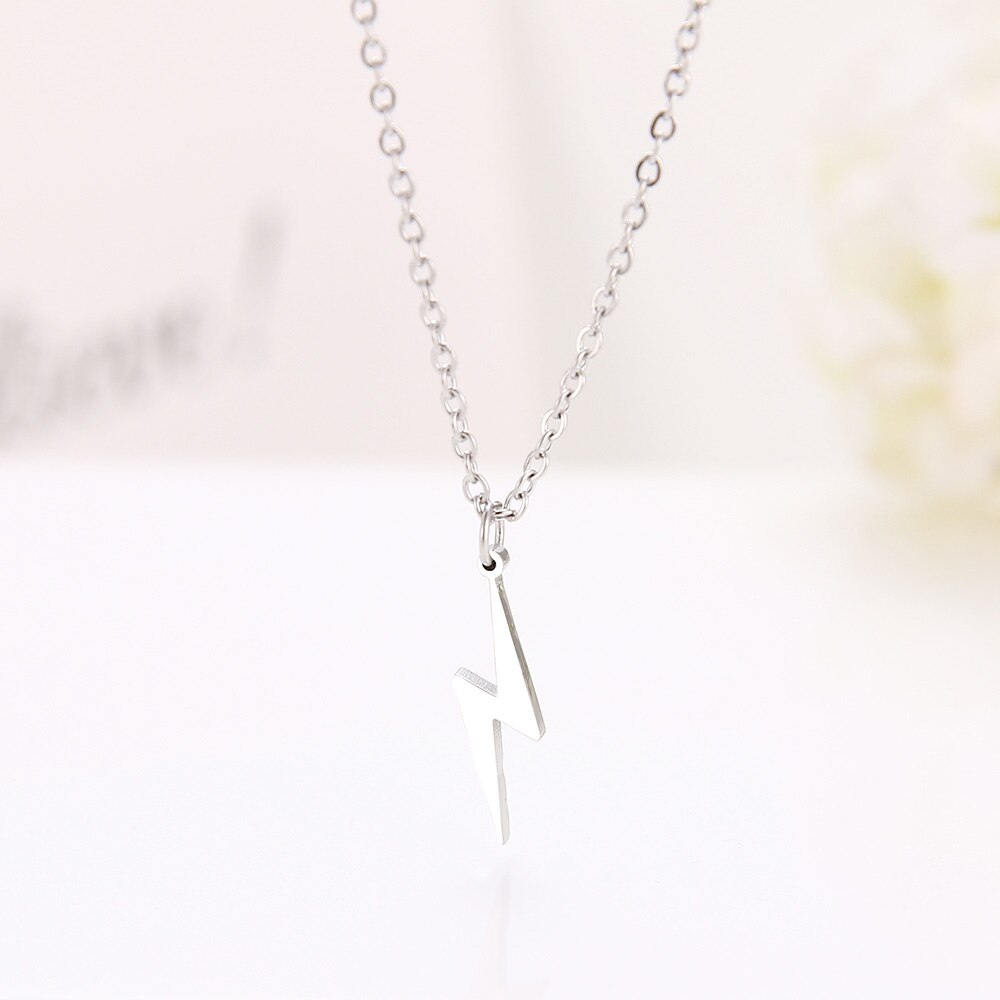 DOTIFI Stainless Steel Lightning Necklace Pendant Necklace Gold and Silver Color For Women Jewelry Necklace