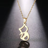 DOTIFI  Stainless Steel Necklace For Women Cute kitten Gold And Silver Color Pendant Necklace Engagement Jewelry