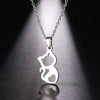 DOTIFI  Stainless Steel Necklace For Women Cute kitten Gold And Silver Color Pendant Necklace Engagement Jewelry