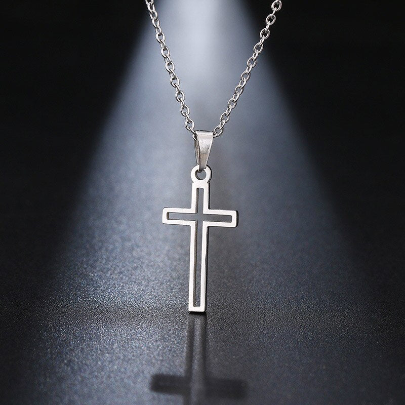 DOTIFI Stainless Steel Necklace For Women Lover's Gold And Rose Gold Color Chain Cross Necklace Small Cross Religious Jewelry
