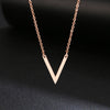 DOTIFI Stainless Steel Necklace For Women Lover's Gold And Rose Gold Color Simple V Pendant Necklace Engagement Jewelry Friends