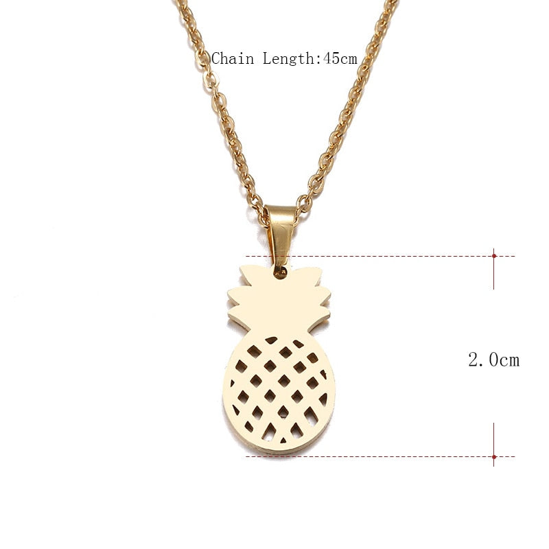 DOTIFI Stainless Steel Necklace For Women Lover's Gold And Silver Color Pineapple Pendant Necklace Engagement Jewelry