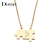 DOTIFI Stainless Steel Necklace For Women Lover's Gold And Silver Color Puzzle Pendant Necklace Engagement Jewelry