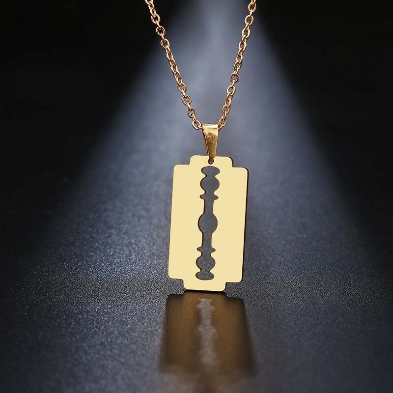 DOTIFI Stainless Steel Necklace For Women Lover's Gold And Silver Color Shaver Shape Pendant Necklace Engagement Jewelry