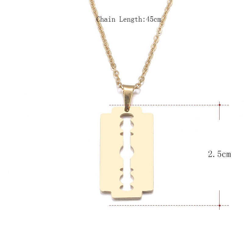DOTIFI Stainless Steel Necklace For Women Lover's Gold And Silver Color Shaver Shape Pendant Necklace Engagement Jewelry