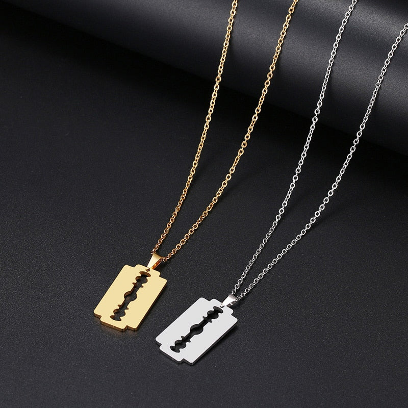 DOTIFI Stainless Steel Necklace For Women Lover's Gold And Silver Color Shaver Shape Pendant Necklace Engagement Jewelry
