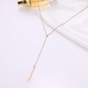 DOTIFI Stainless Steel Necklace For Women Lover's Simple Long Stick Pendant Necklaces Metal Chain Strip Rose Gold Choker