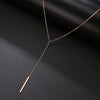 DOTIFI Stainless Steel Necklace For Women Lover's Simple Long Stick Pendant Necklaces Metal Chain Strip Rose Gold Choker