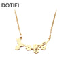 DOTIFI  Stainless Steel Necklace For Women Man Bird And Flower Gold And Silver Color Pendant Necklace Engagement Jewelry