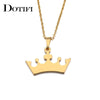 DOTIFI Stainless Steel Necklace For Women Man Lover's Cartoon Crown Gold And Silver Color Pendant Necklace Engagement Jewelry