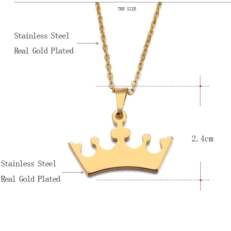 DOTIFI Stainless Steel Necklace For Women Man Lover's Cartoon Crown Gold And Silver Color Pendant Necklace Engagement Jewelry