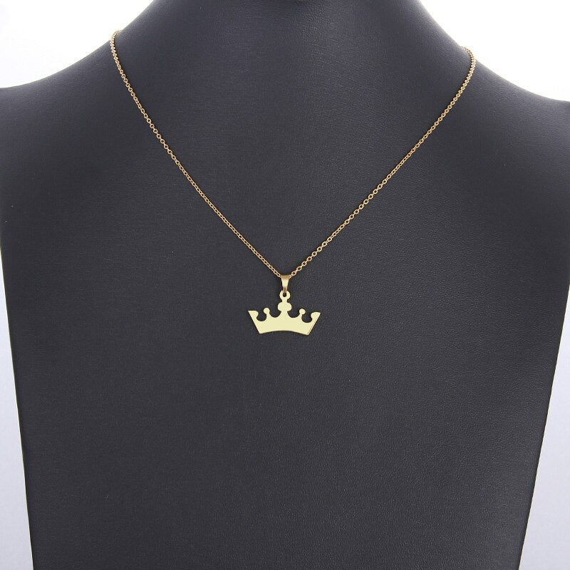 DOTIFI Stainless Steel Necklace For Women Man Lover's Cartoon Crown Gold And Silver Color Pendant Necklace Engagement Jewelry