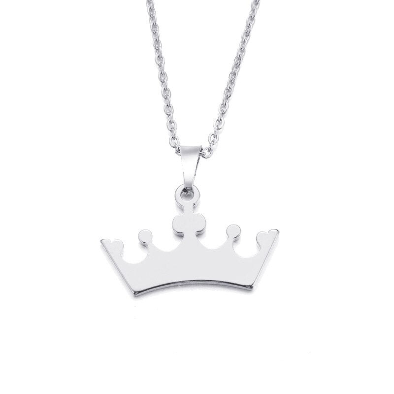 DOTIFI Stainless Steel Necklace For Women Man Lover's Cartoon Crown Gold And Silver Color Pendant Necklace Engagement Jewelry