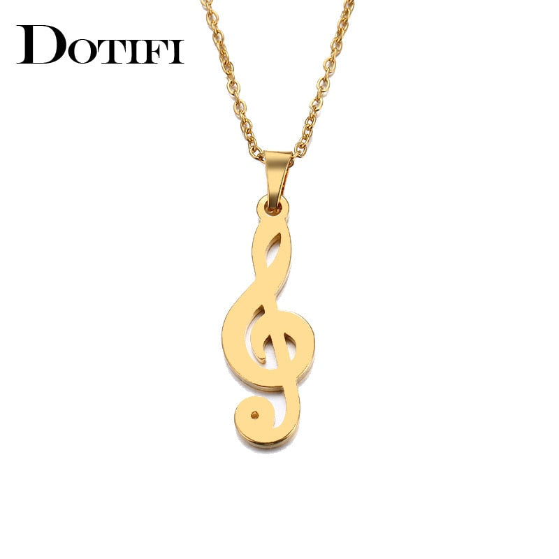 DOTIFI Stainless Steel Necklace For Women Man Lover's Music Gold And Silver Color Pendant Necklace Engagement Jewelry