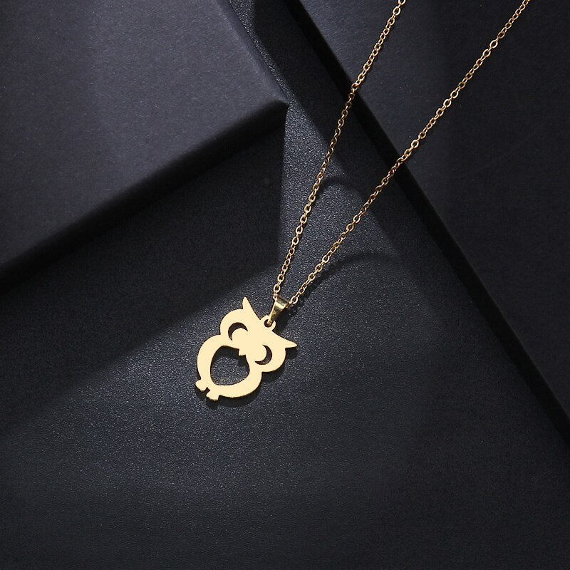 DOTIFI Stainless Steel Necklace For Women Man Lover's Owl Gold And Silver Color Pendant Necklace Engagement Jewelry
