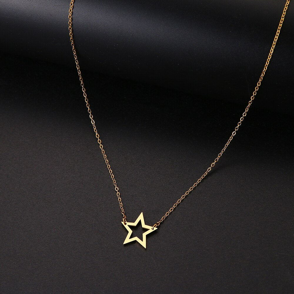 DOTIFI para mujer pentagrama hueco colgante de acero inoxidable collar moda joyería de regalo para amigo T59