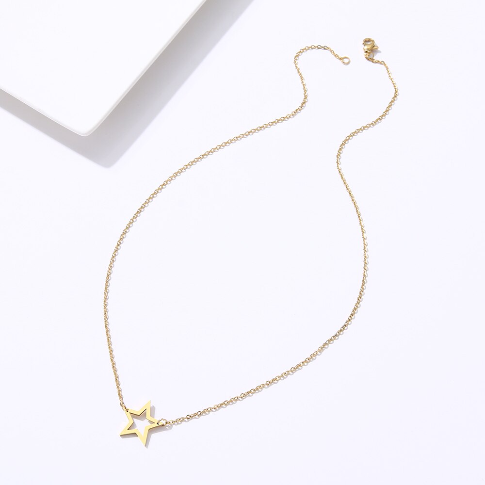 DOTIFI para mujer pentagrama hueco colgante de acero inoxidable collar moda joyería de regalo para amigo T59
