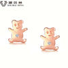 DOUBLE-R 0.01 Diamond earrings 925 sterling silver Fine Jewelry for women Bear Stud Earrings Diamond Jewelry