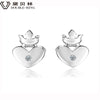 DOUBLE-R 0.01ct Heart Diamond Earrings Female 925 Sterling Silver Stud Earrings Romantic Gift Heart Jewelry Women CASE04657SA-1