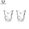 DOUBLE-R 0.01ct Natural Diamond Stud Earrings For Women Butterfly 925 Sterling Silver Earrings Brand Diamond Jewelry Female Gift