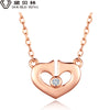 DOUBLE-R 0.02ct White Natural Diamond Necklace Pendant Female 925 Silver Rose Gold Brand Heart Jewelry Ladies Gift 18 inch Chain