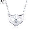 DOUBLE-R 0.02ct White Natural Diamond Necklace Pendant Female 925 Silver Rose Gold Brand Heart Jewelry Ladies Gift 18 inch Chain